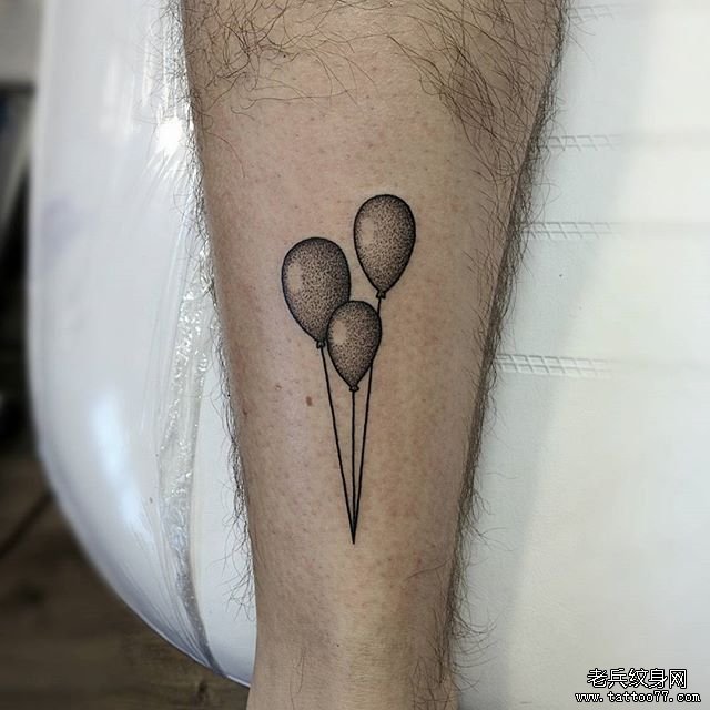 小腿点刺气球小清新纹身图案