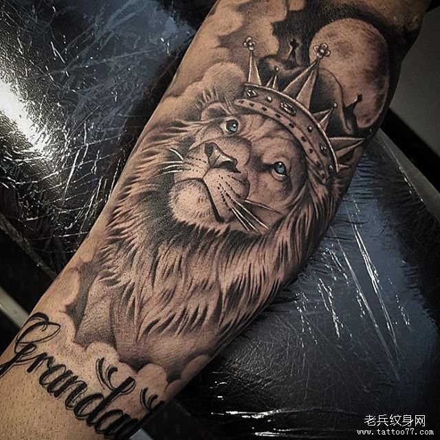手臂欧美写实狮子纹身图案