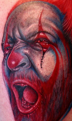 邪恶的小丑肖像3D纹身图案