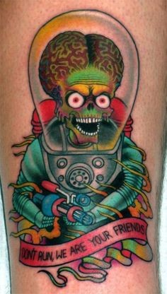 外星人穿宇航服彩色纹身图案