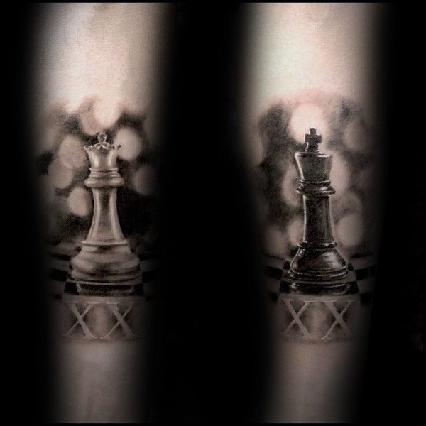 小臂3D风格的棋子纹身图案