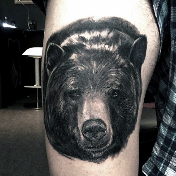 手臂3D逼真的熊头像纹身图案