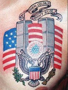 美国911大悲剧纪念彩色纹身图案