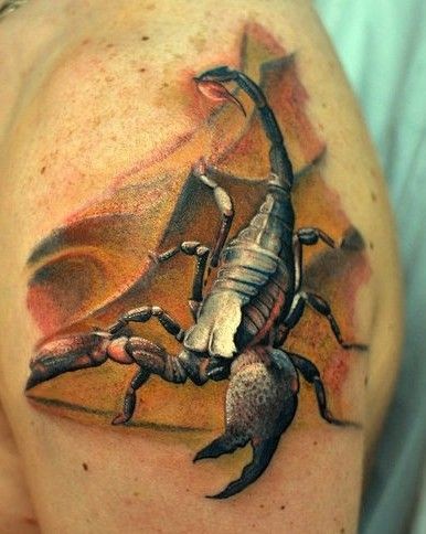 3D逼真的大蝎子纹身图案