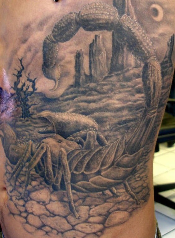 神奇的蝎子在沙漠纹身图案