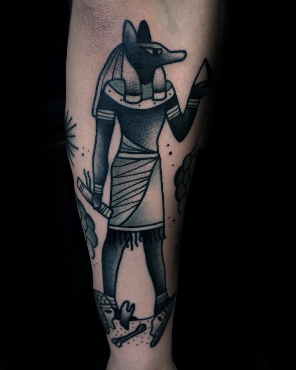 插画风格的埃及神像手臂纹身图案