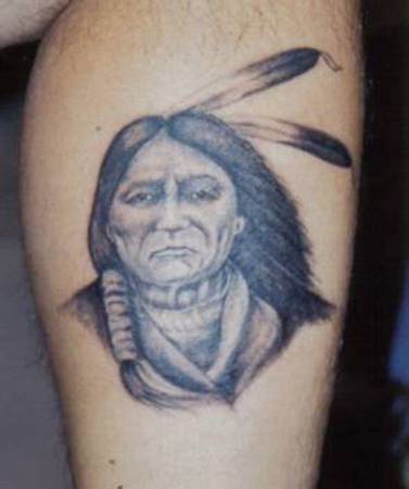 美国老印第安人酋长纹身图案