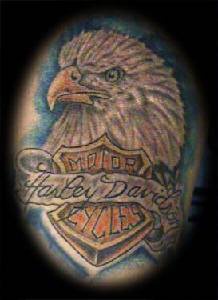 美国鹰和哈雷戴维森标志纹身图案