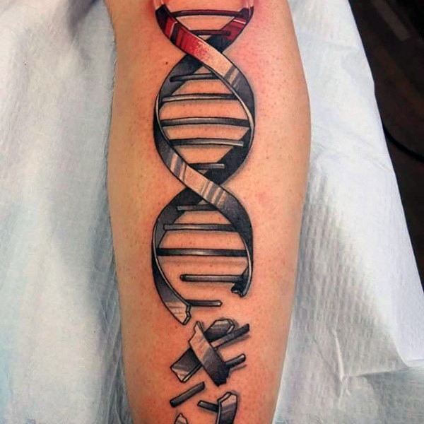3D写实的五彩DNA纹身图案