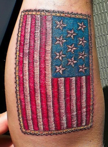 定制的美国国旗彩色纹身图案