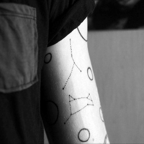 手臂黑色点刺各种星座符号纹身图案