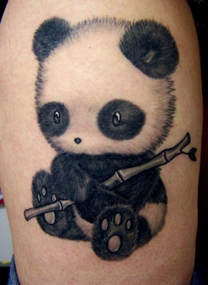 可爱的小熊猫竹子纹身图案