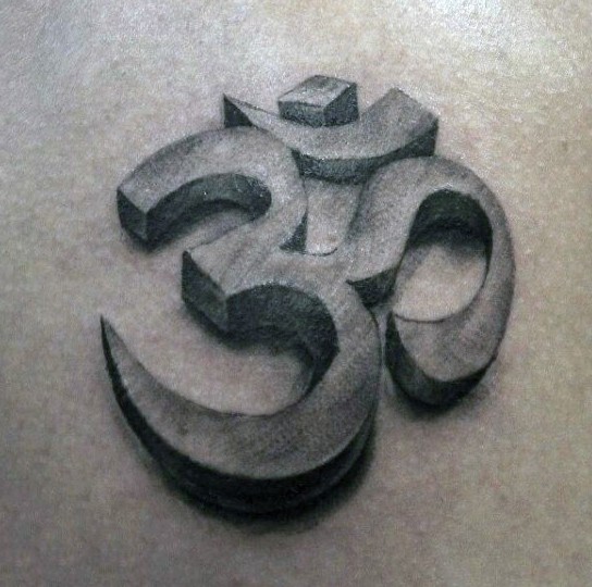3D风格的黑色的石像印度教标志纹身图案