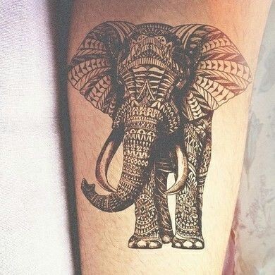 黑色色的图腾大象手臂纹身图案