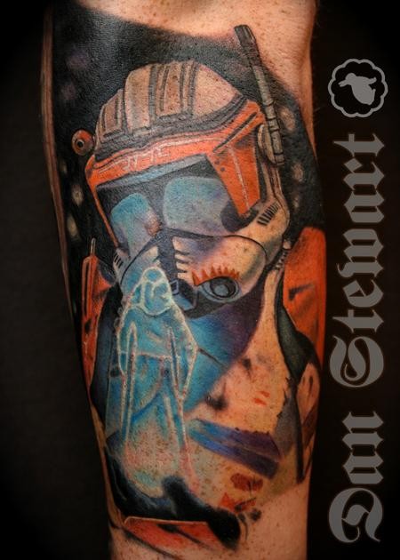 彩色星球大战主题的骑兵手臂纹身图案