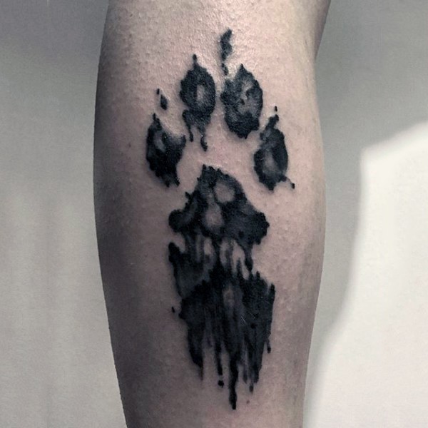 动物爪印黑色泼墨纹身图案