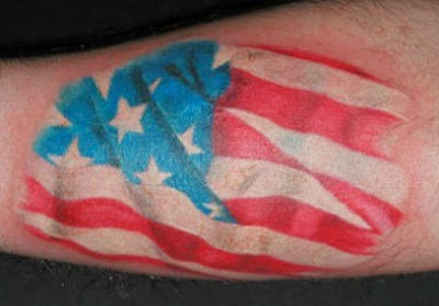 美国国旗彩色手臂纹身图案