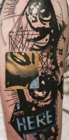 手臂惊人的黑色抽象风格各种数字纹身图案