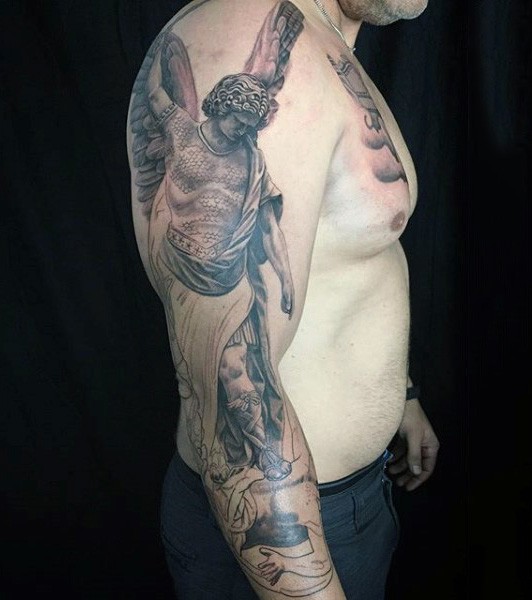 手臂天使战士与恶魔个性纹身图案