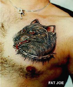 愤怒的狼头胸部纹身图案