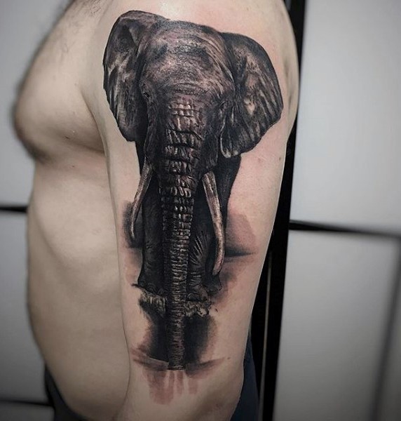 手臂超逼真的3D大象纹身图案