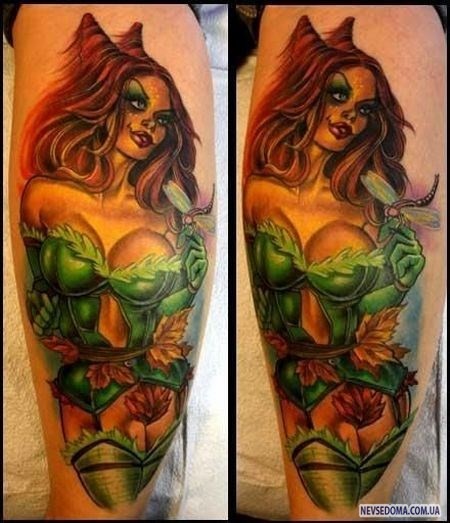 手臂壮观的五彩性感女性纹身图案