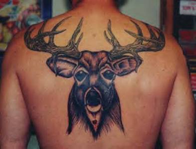 背部大鹿头个性纹身图案