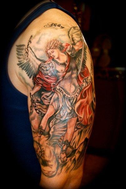 可爱多彩的天使手臂纹身图案