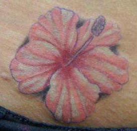 好看的3d粉色木槿花纹身图案
