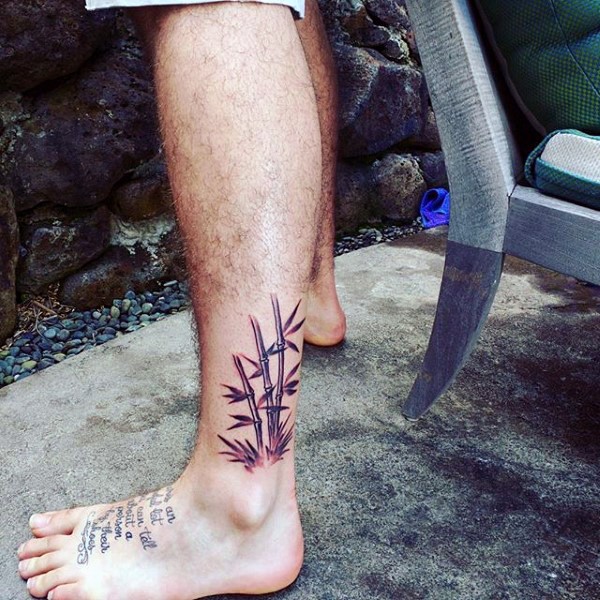 脚踝个性的竹子纹身图案