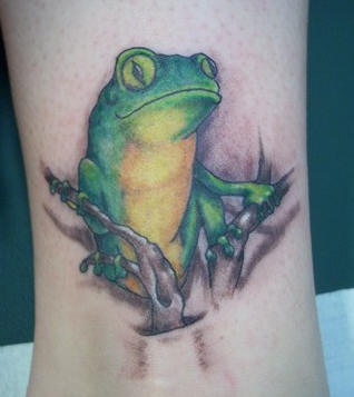 青蛙彩绘脚踝纹身图案