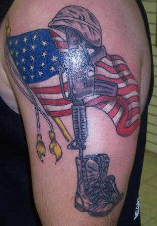 手臂美国陆军爱国标志纹身图案