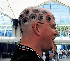 头部可怕的3D眼球纹身图案