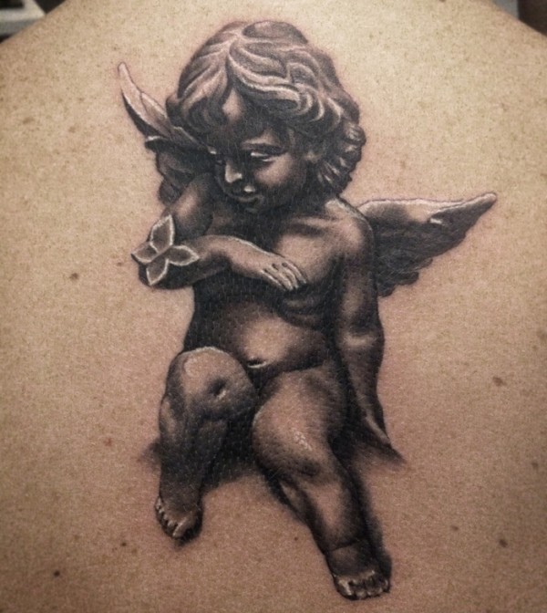 黑色的小天使纹身图案
