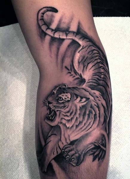 插画风格漂亮的老虎手臂纹身图案