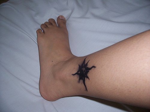 黑色神秘之星脚踝纹身图案
