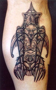 小腿动物艺术的图腾柱子纹身图案