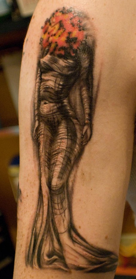 手臂3D超现实主义的人像纹身图案