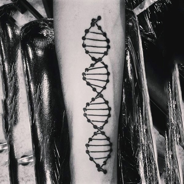 手臂3D黑色的DNA符号简约纹身图案