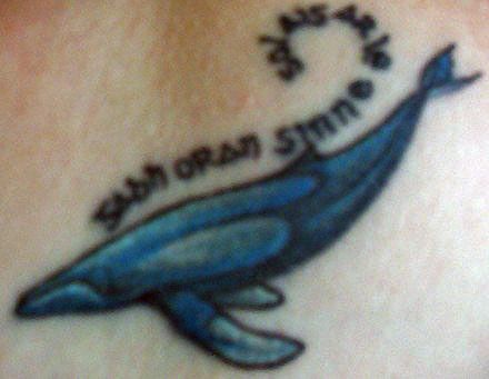 鲸鱼和英文字母纹身图案