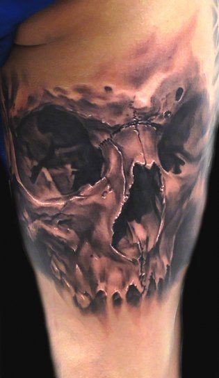 3D风格的人类骷髅写实纹身图案