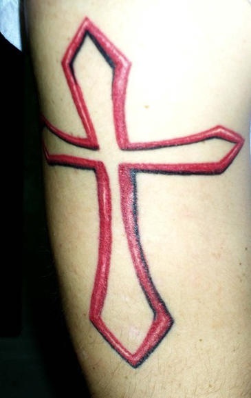 红色经典十字架纹身图案