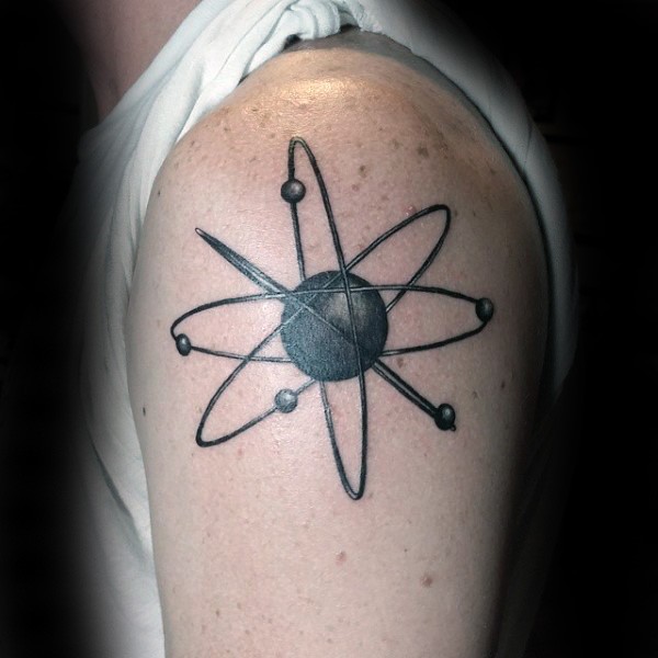 大臂3D风格黑色的原子符号纹身图案