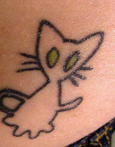 猫外星人的剪影纹身图案