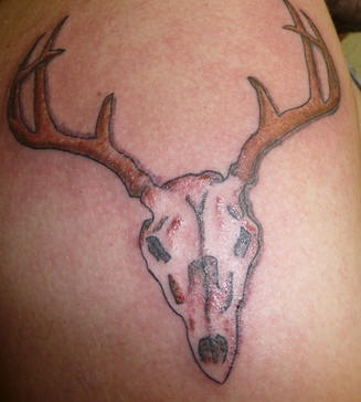 鹿头骨彩色纹身图案