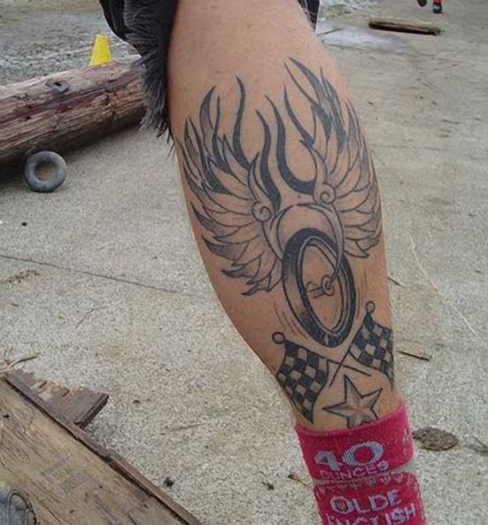 小腿自行车赛车的标志纹身图案