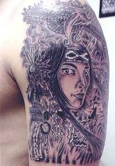 美国土著女孩手臂纹身图案