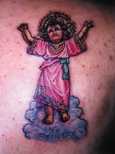彩色的耶稣宝宝纹身图案