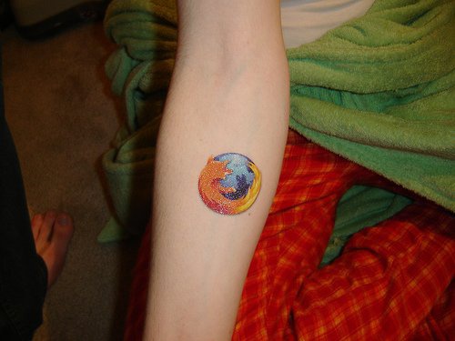 手臂火焰围绕星球纹身图案