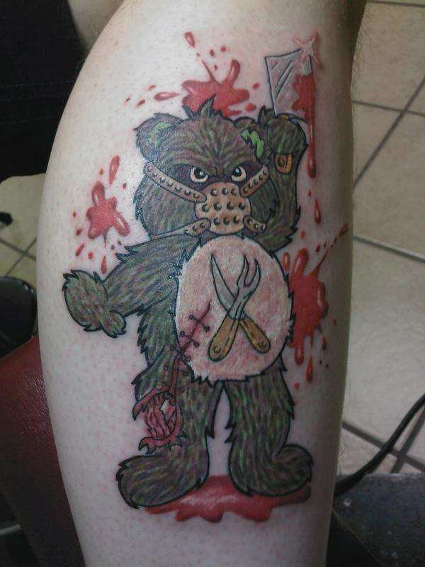 邪恶战士泰迪熊彩色纹身图案